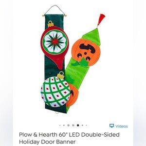 Plow & Hearth 60” LED Double-Sided Holiday Door Banner- Halloween/Christmas